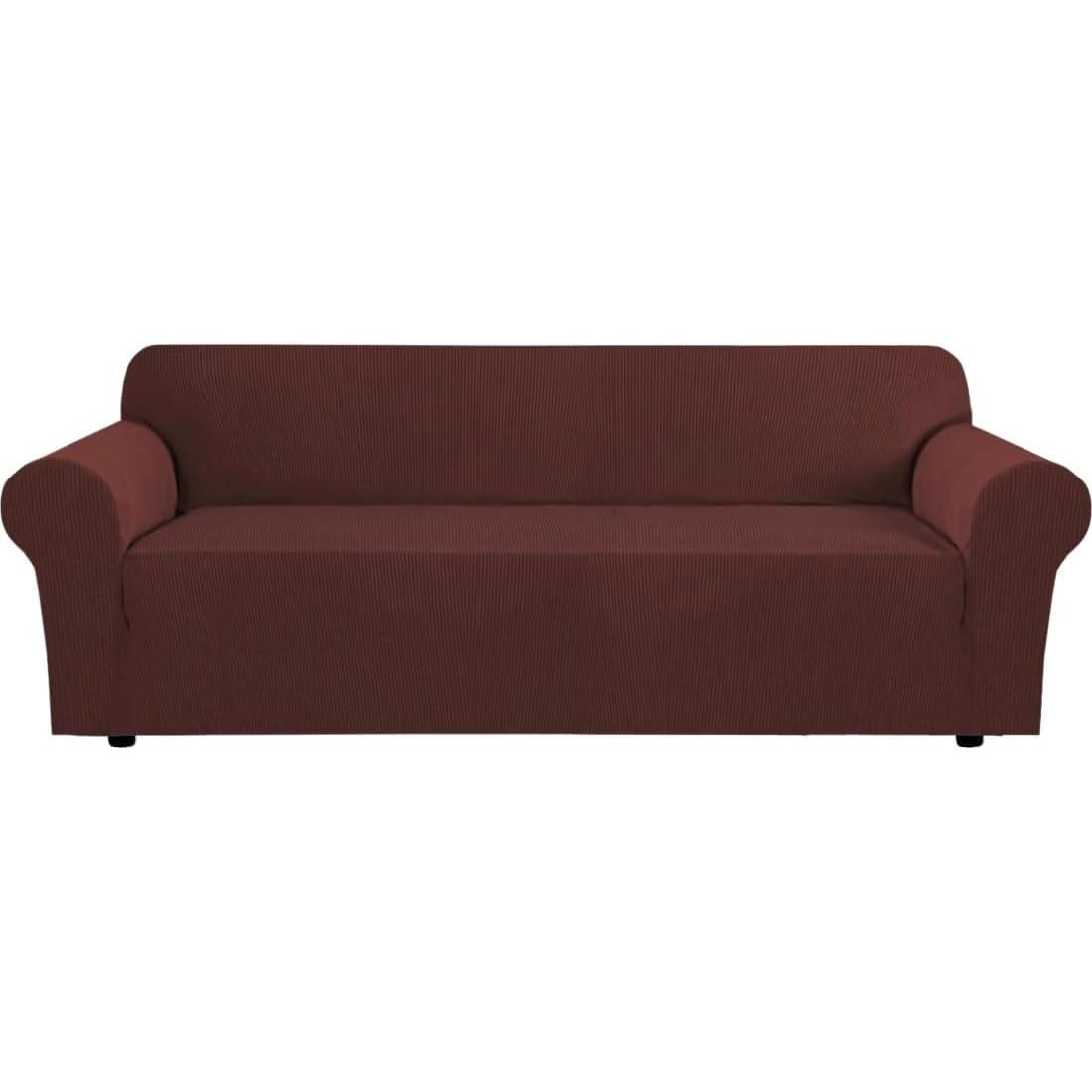 H.VERSAILTEX Stretch Sofa Covers for 3 Cushion Couch Covers Sofa Slipcovers for Living Room Feature Thick Checked Jacquard Fabric with Elastic Bottom, Sofa Large - Sand
