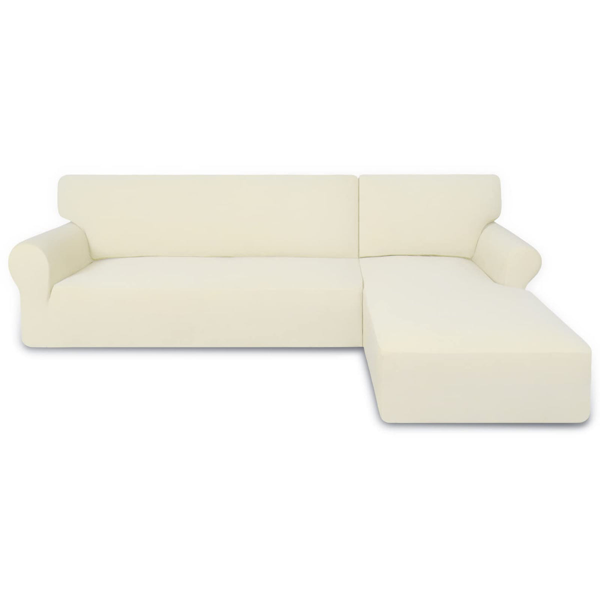 PureFit Super Stretch Sectional Couch Covers - 2 pcs Spandex Non Slip, with Elastic Bottom for L Shape Sectional Sofa Couches, Great for Kids & Pets (3 Seat Sofa + 3 Seat Chaise, Dark Gray)