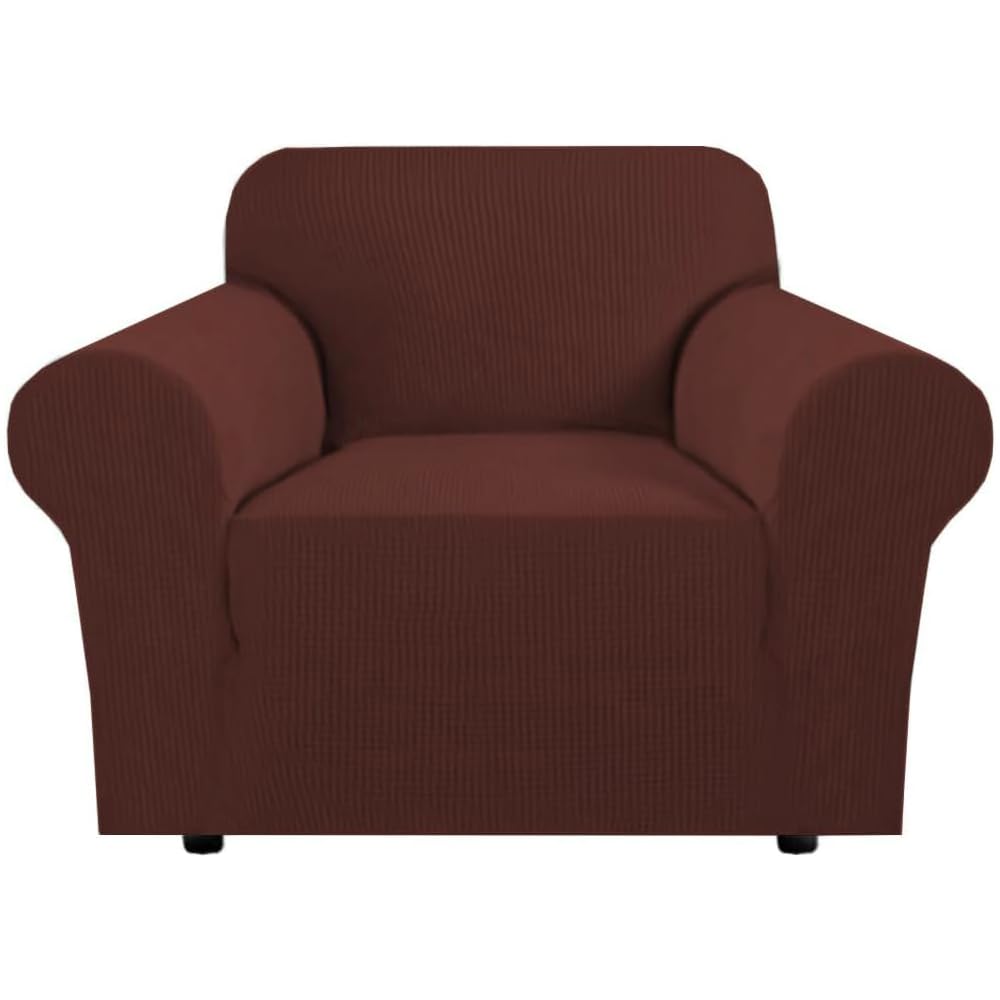 H.VERSAILTEX Stretch Sofa Covers for 3 Cushion Couch Covers Sofa Slipcovers for Living Room Feature Thick Checked Jacquard Fabric with Elastic Bottom, Sofa Large - Sand