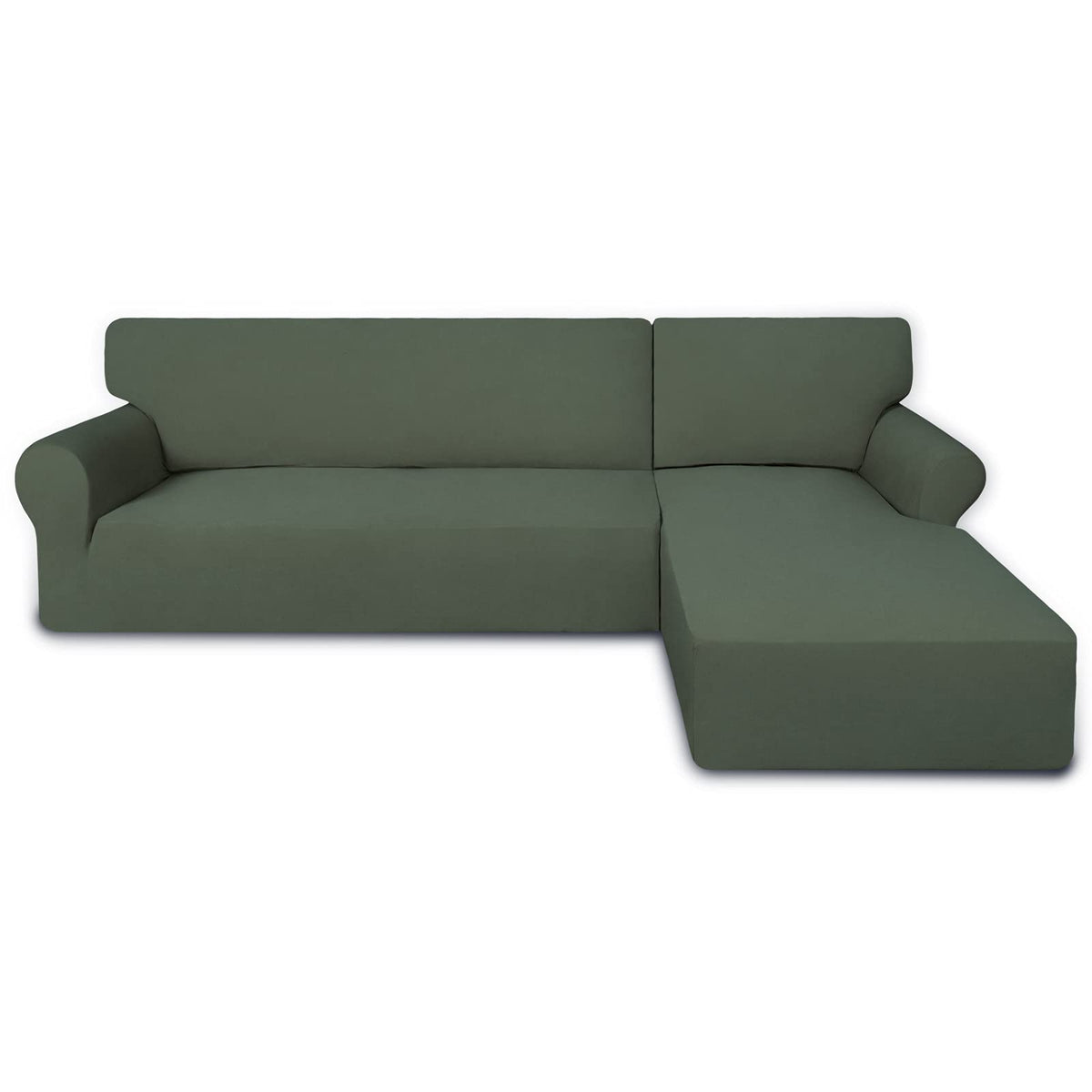 PureFit Super Stretch Sectional Couch Covers - 2 pcs Spandex Non Slip, with Elastic Bottom for L Shape Sectional Sofa Couches, Great for Kids & Pets (3 Seat Sofa + 3 Seat Chaise, Dark Gray)