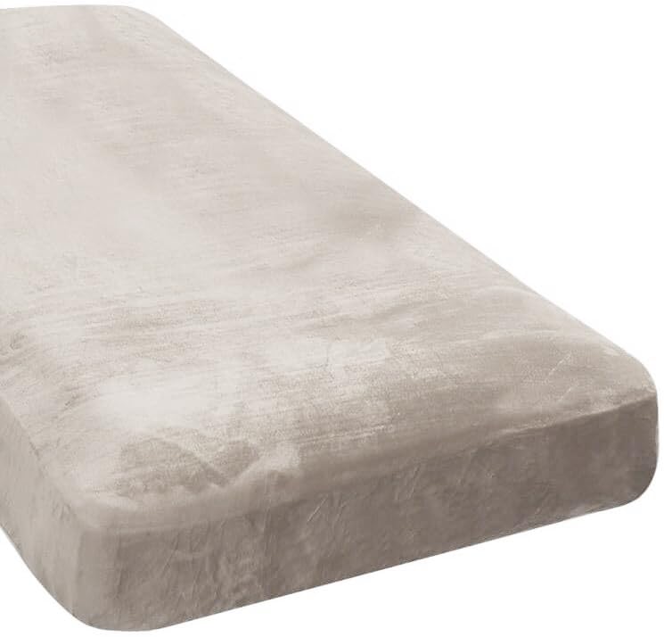H.VERSAILTEX Velvet Stretch Couch Cushion Cover Plush Cushion Slipcover for Chair Loveseat Sofa Cushion Furniture Protector Seat Cushion Sofa Cover (3 Piece Sofa Cushion Covers, Ivory)