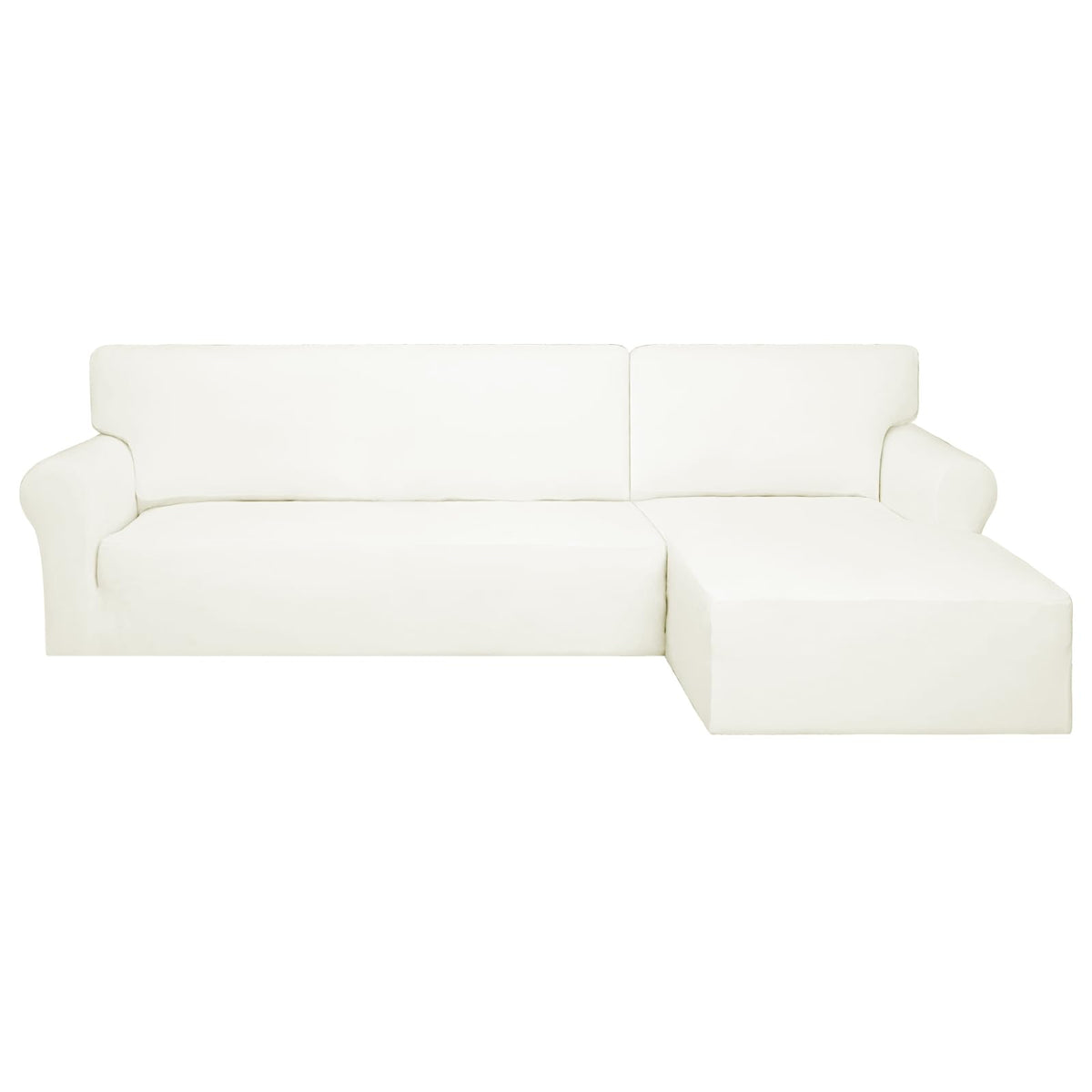 PureFit Super Stretch Sectional Couch Covers - 2 pcs Spandex Non Slip, with Elastic Bottom for L Shape Sectional Sofa Couches, Great for Kids & Pets (3 Seat Sofa + 3 Seat Chaise, Dark Gray)
