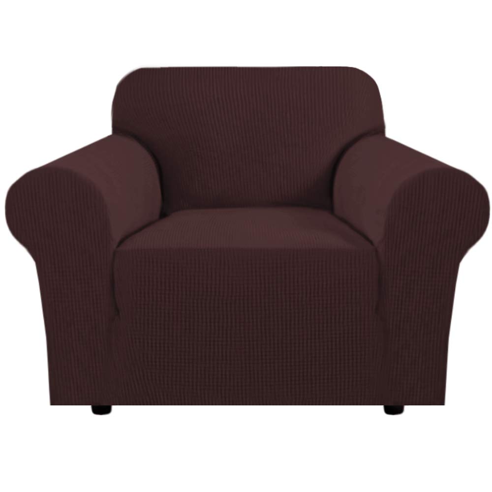 H.VERSAILTEX Stretch Sofa Covers for 3 Cushion Couch Covers Sofa Slipcovers for Living Room Feature Thick Checked Jacquard Fabric with Elastic Bottom, Sofa Large - Sand
