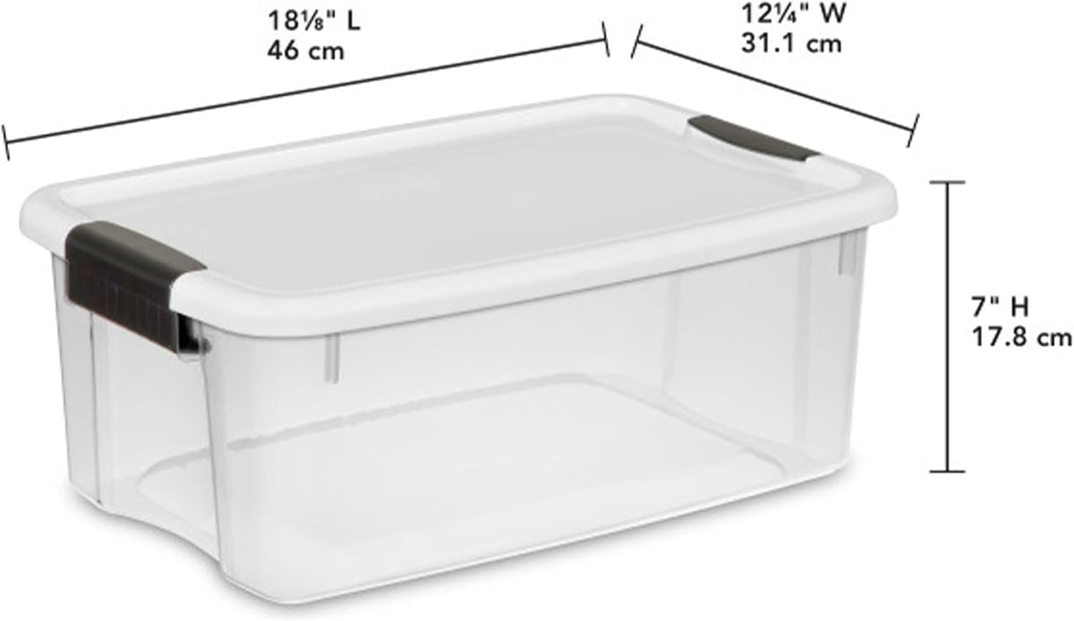 Sterilite Ultra Latch Box with Lids for Home and Office, 18 Quart, 6-Pack