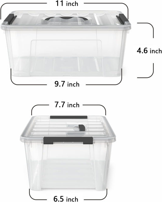 WYT Clear Storage Latch Bins, 6-Pack Storage Organizer Box with Handle and Lids, 5-Litre