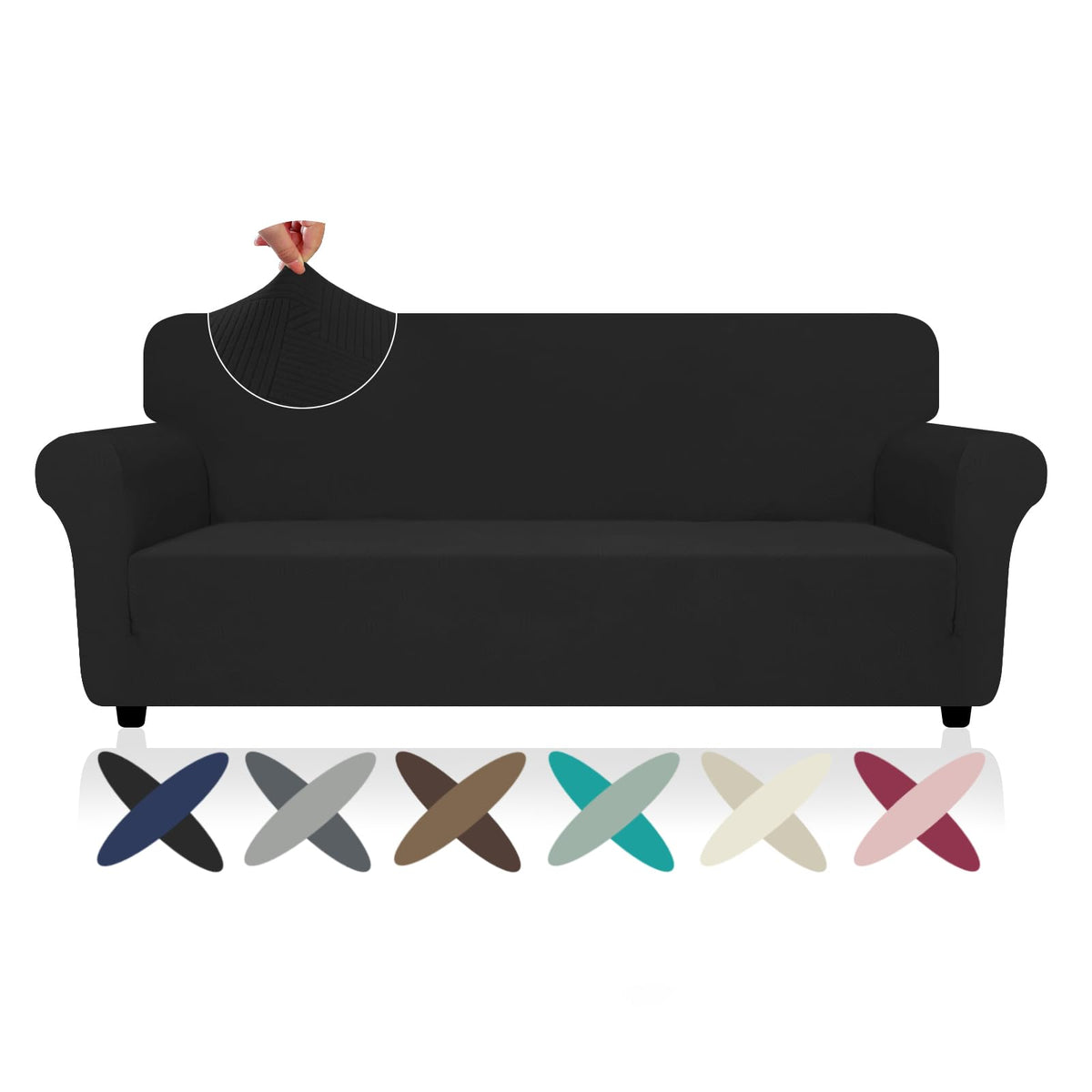 ZNSAYOTX Super Stretch Couch Cover (72"-92") Universal Sofa Covers with Elastic Bottom, Dog Cat Pets Friendly Washable Furniture Protector Fitted Sofa Slipcovers Stay in Place (Dark Grey, Sofa)