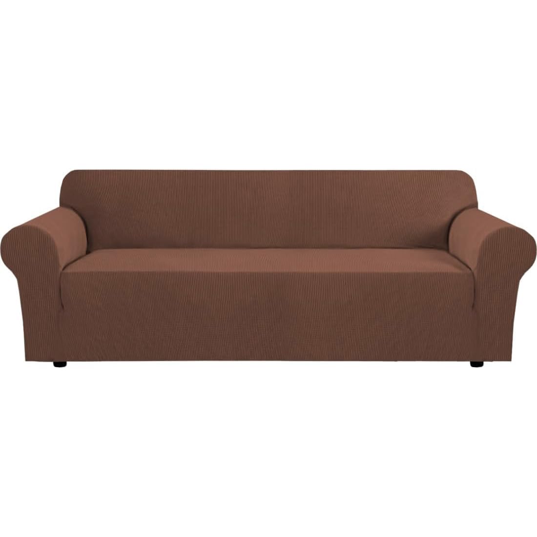 H.VERSAILTEX Stretch Sofa Covers for 3 Cushion Couch Covers Sofa Slipcovers for Living Room Feature Thick Checked Jacquard Fabric with Elastic Bottom, Sofa Large - Sand