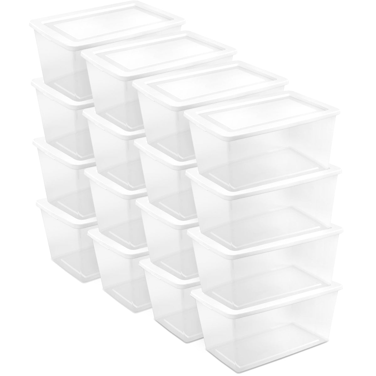 Sterilite Storage Box Stackable Tote, White, 12 Quart, 12 Pack