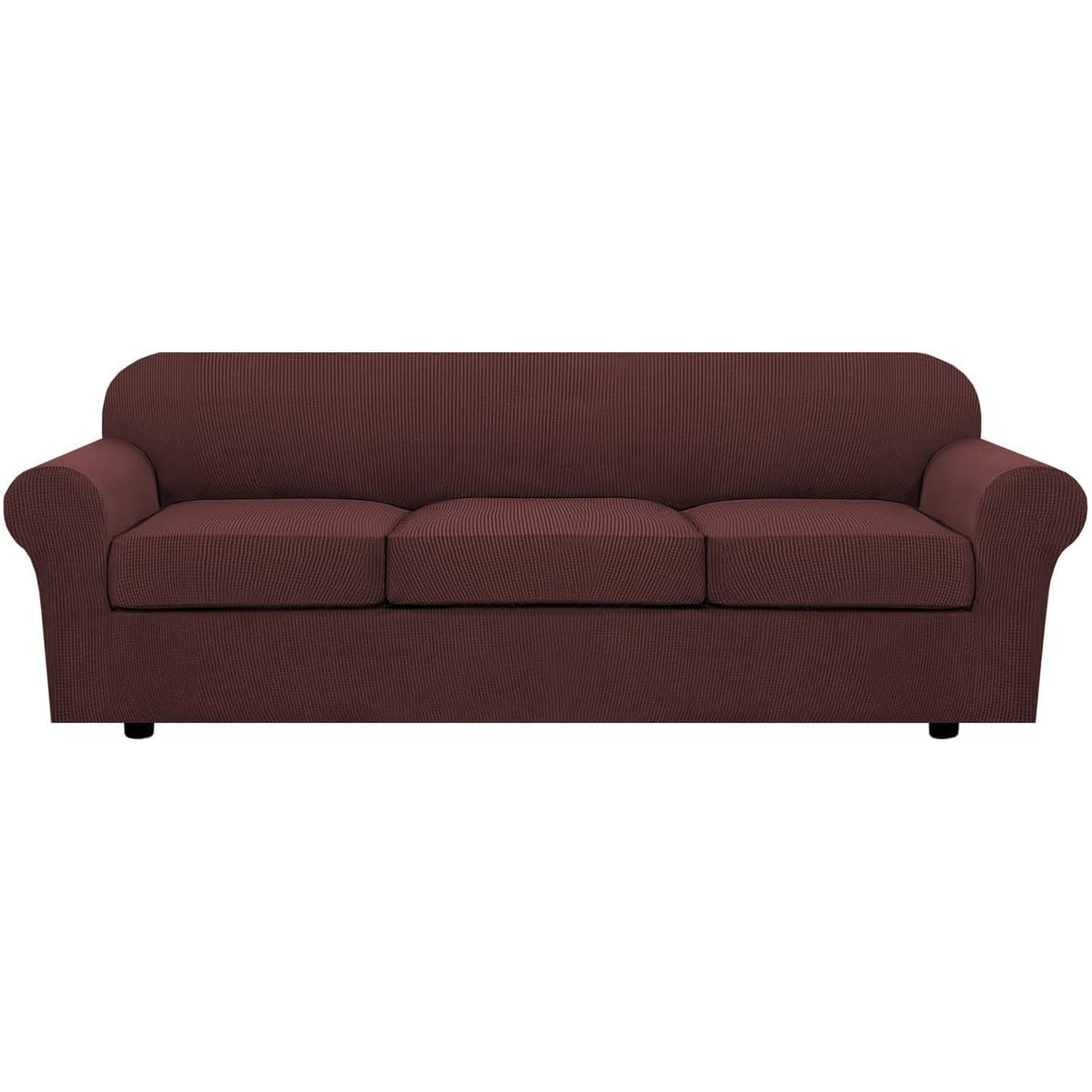 H.VERSAILTEX 4 Piece Stretch Sofa Covers for 3 Cushion Couch Covers for Living Room Furniture Slipcovers (Base Cover Plus 3 Seat Cushion Covers) Upgraded Thicker Jacquard Fabric (Sofa, Navy)