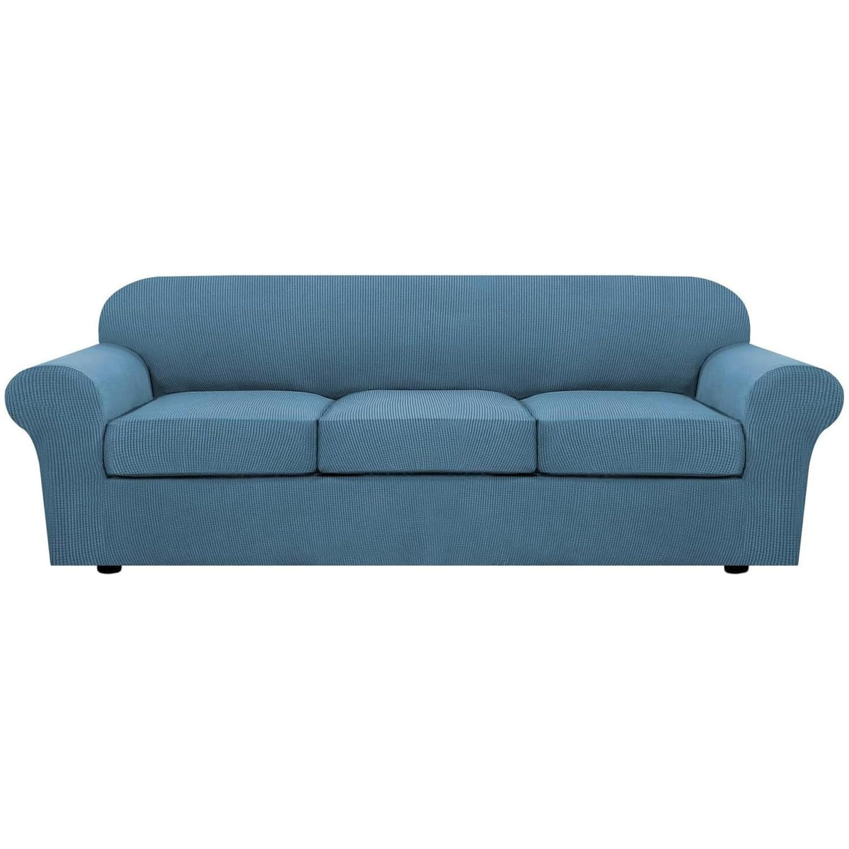 H.VERSAILTEX 4 Piece Stretch Sofa Covers for 3 Cushion Couch Covers for Living Room Furniture Slipcovers (Base Cover Plus 3 Seat Cushion Covers) Upgraded Thicker Jacquard Fabric (Sofa, Navy)
