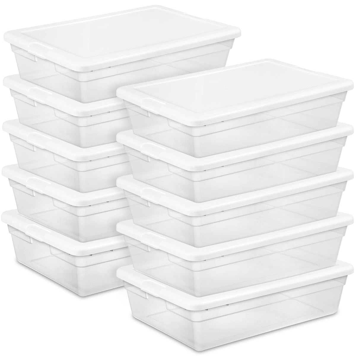 Sterilite Storage Box Stackable Tote, White, 12 Quart, 12 Pack