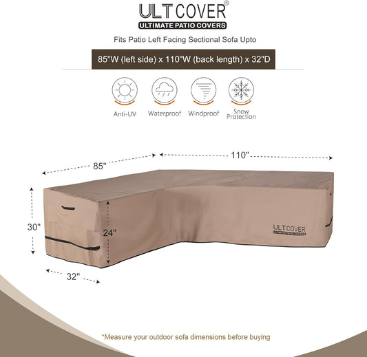 ULTCOVER Waterproof Patio 6-Seater L-Shaped Left Facing Sofa Cover