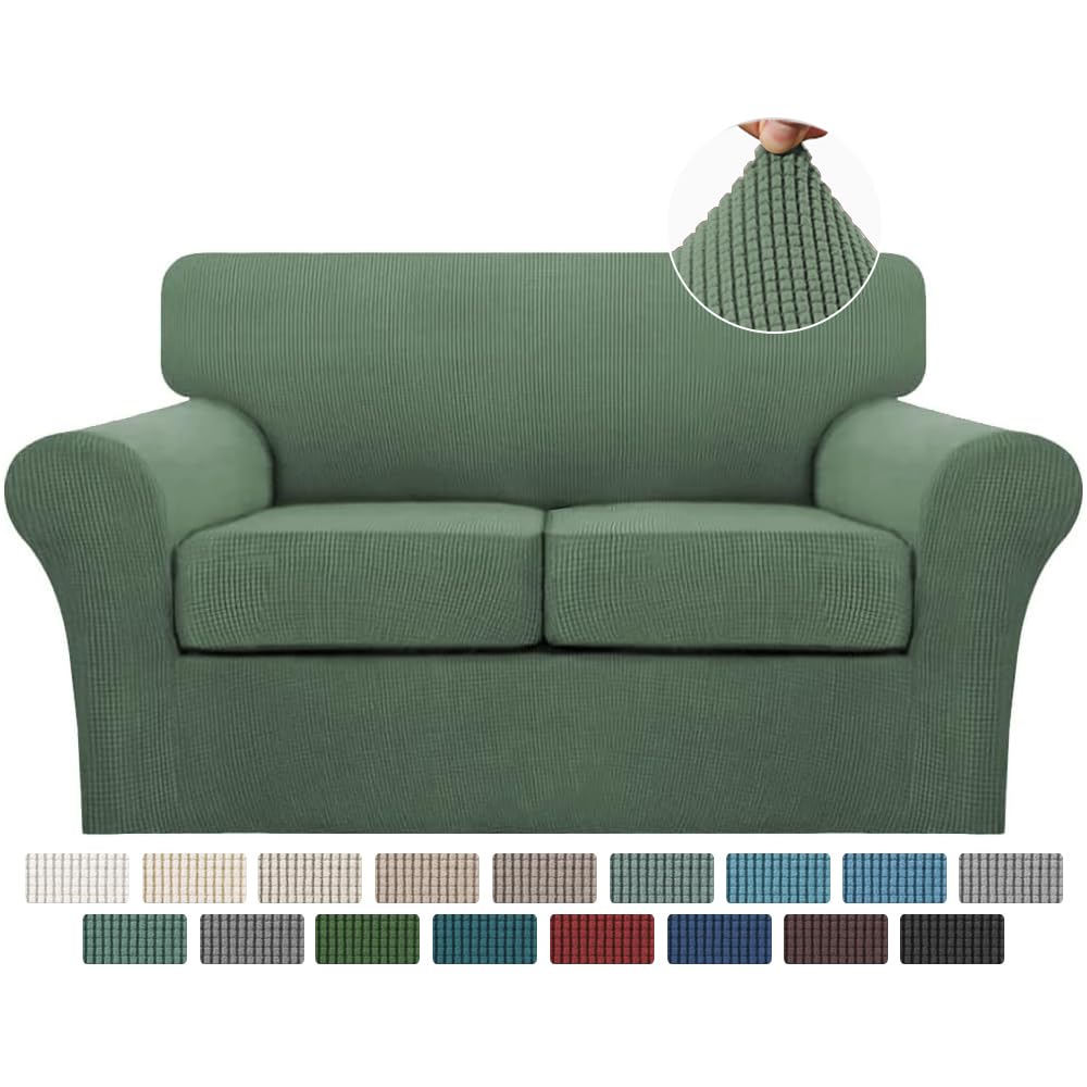 Turquoize 4 Piece Couch Cover Sofa Covers for 3 Cushion Couch Sofa Slipcovers Washable Sofa Cover for Dogs with Individual Couch Cushion Covers Feature Jacquard Fabric(3 Cushion Sofa, Biscotti Beige)