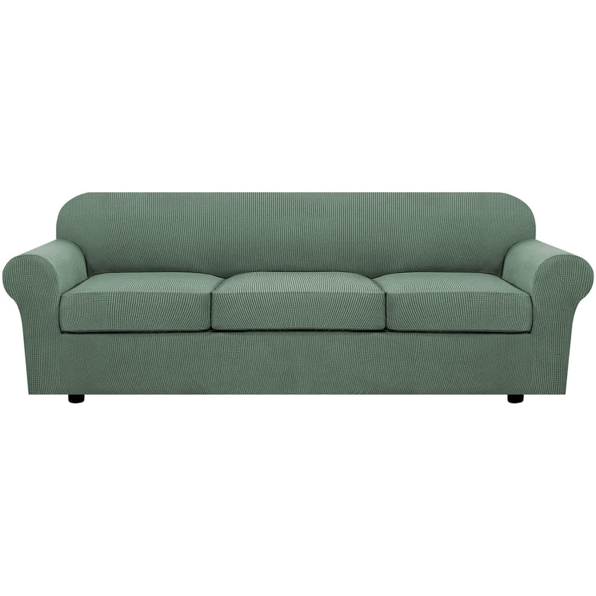 H.VERSAILTEX 4 Piece Stretch Sofa Covers for 3 Cushion Couch Covers for Living Room Furniture Slipcovers (Base Cover Plus 3 Seat Cushion Covers) Upgraded Thicker Jacquard Fabric (Sofa, Navy)