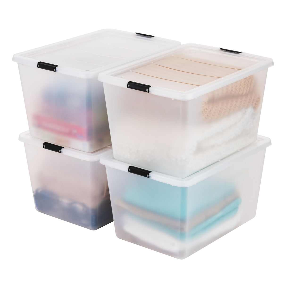 IRIS USA 4-Pack 55 Quart Clip Box with Latching Lid
