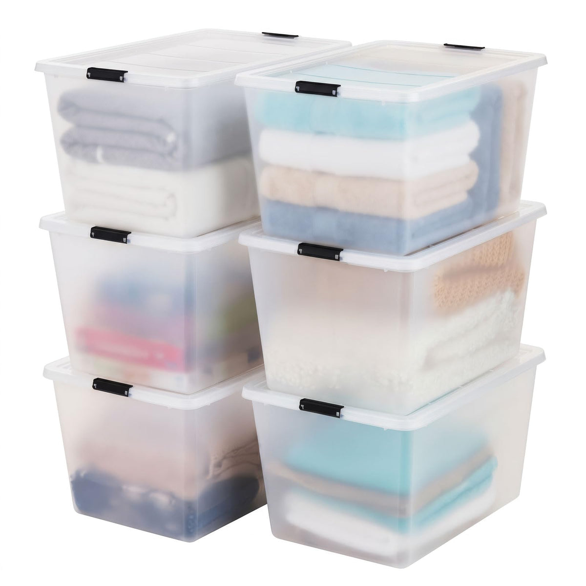 IRIS USA 4-Pack 55 Quart Clip Box with Latching Lid
