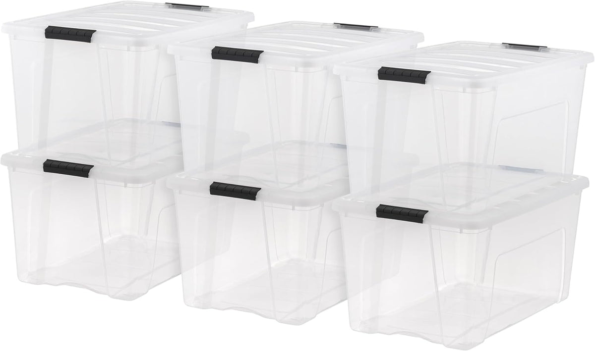 IRIS USA 6-Pack 72 Quart Storage Bins with Lids, Clear