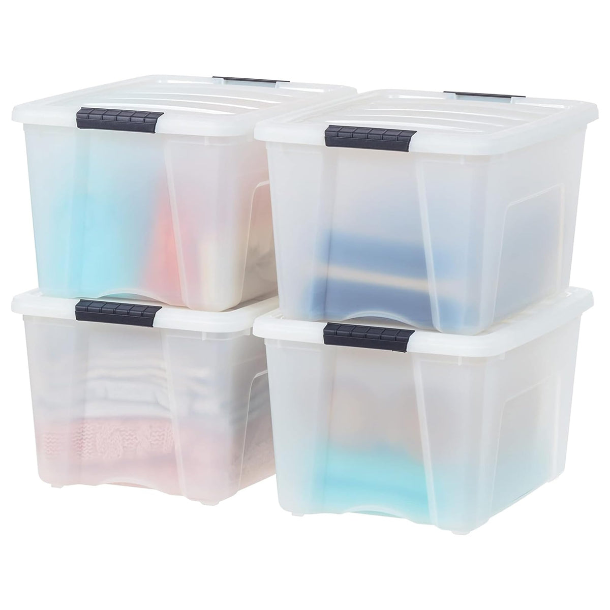 IRIS USA 4-Pack 55 Quart Clip Box with Latching Lid
