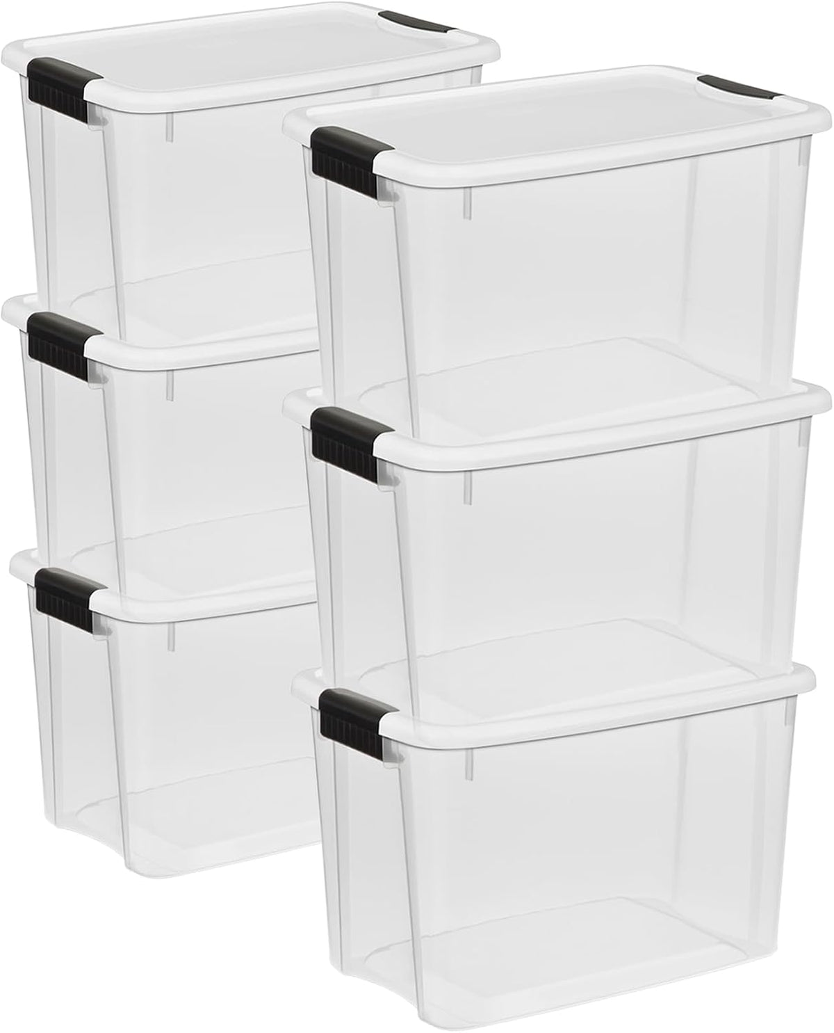 Sterilite Ultra Latch Box with Lids for Home and Office, 30 Quart, 6-Pack
