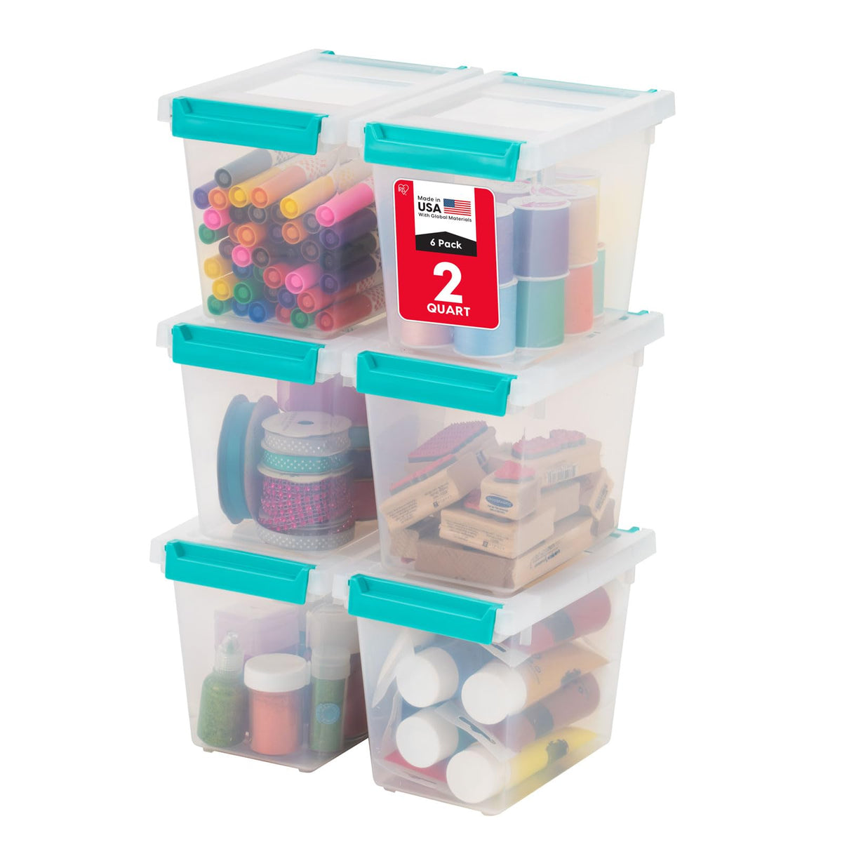 IRIS USA Storage Bins with Lids |Made in USA| 12 Qt - (4-Pack) - Clear