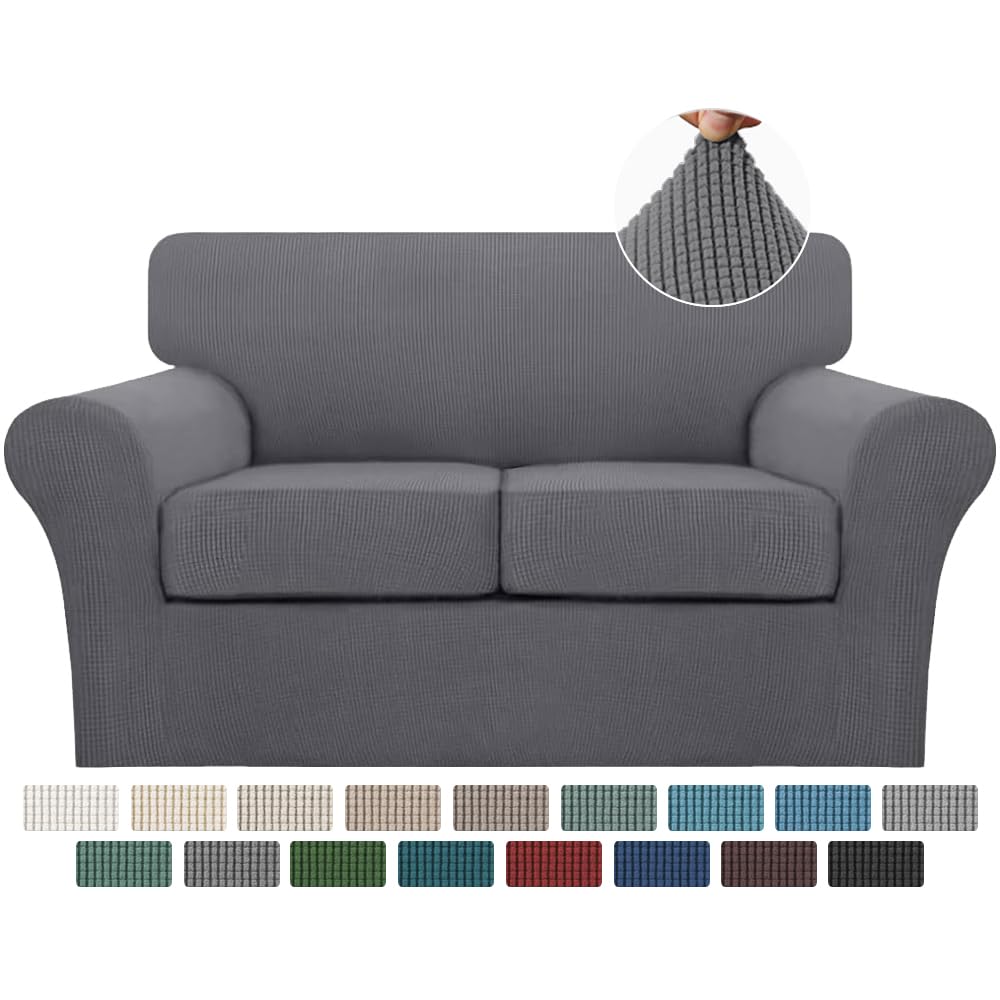 Turquoize 4 Piece Couch Cover Sofa Covers for 3 Cushion Couch Sofa Slipcovers Washable Sofa Cover for Dogs with Individual Couch Cushion Covers Feature Jacquard Fabric(3 Cushion Sofa, Biscotti Beige)