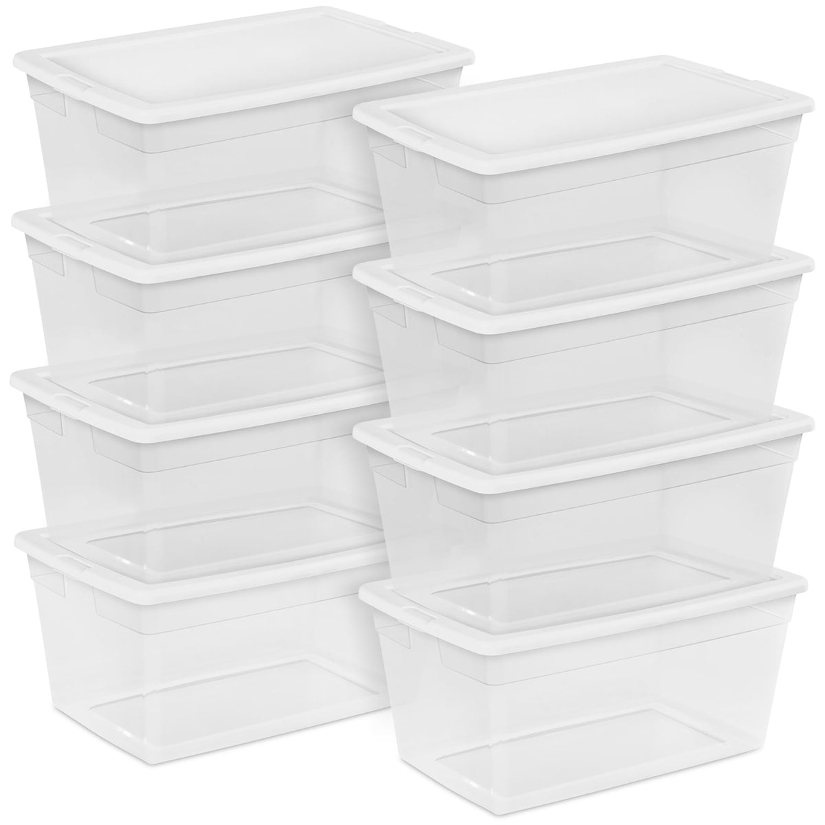 Sterilite Storage Box Stackable Tote, White, 12 Quart, 12 Pack