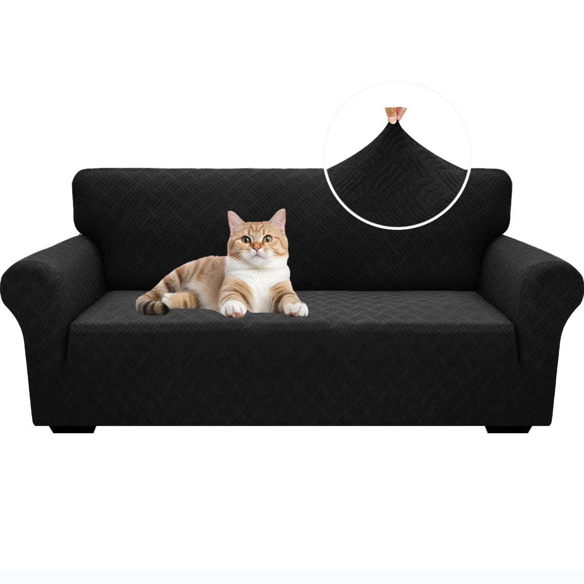 YEMYHOM Couch Cover Latest Jacquard Design High Stretch Sofa Covers for 3 Cushion Couch, Pet Dog Cat Proof Slipcover Non Slip Magic Elastic Furniture Protector (Sofa, Light Gray)