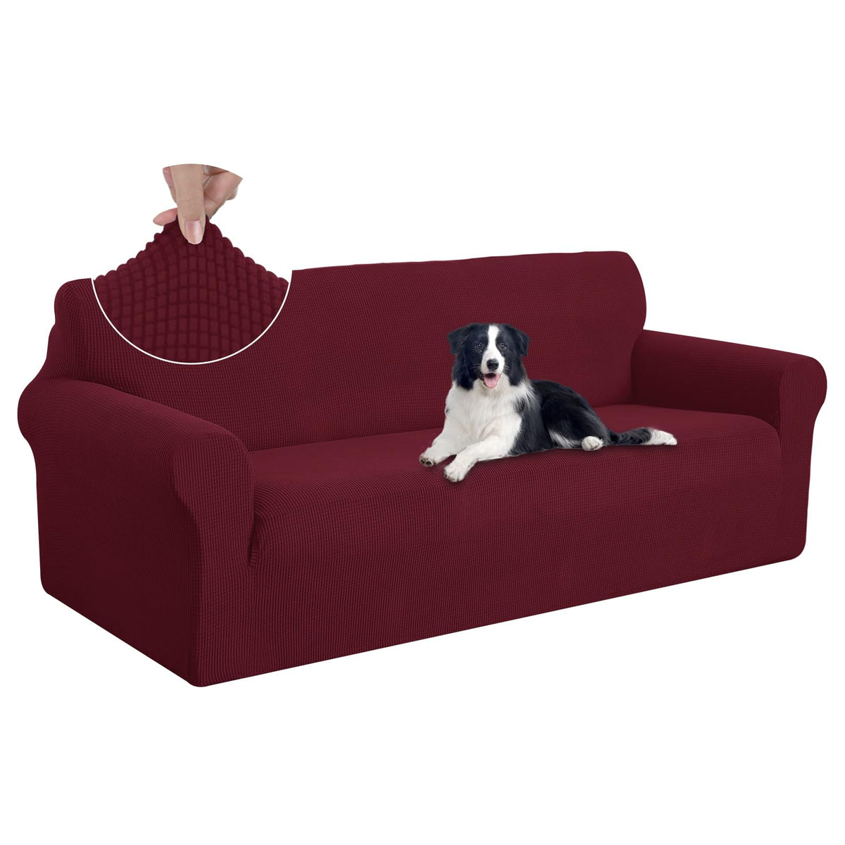 U-NICE HOME Stretch Couch Cover Slipcover for 3 Cushion Sofa, Chocolate