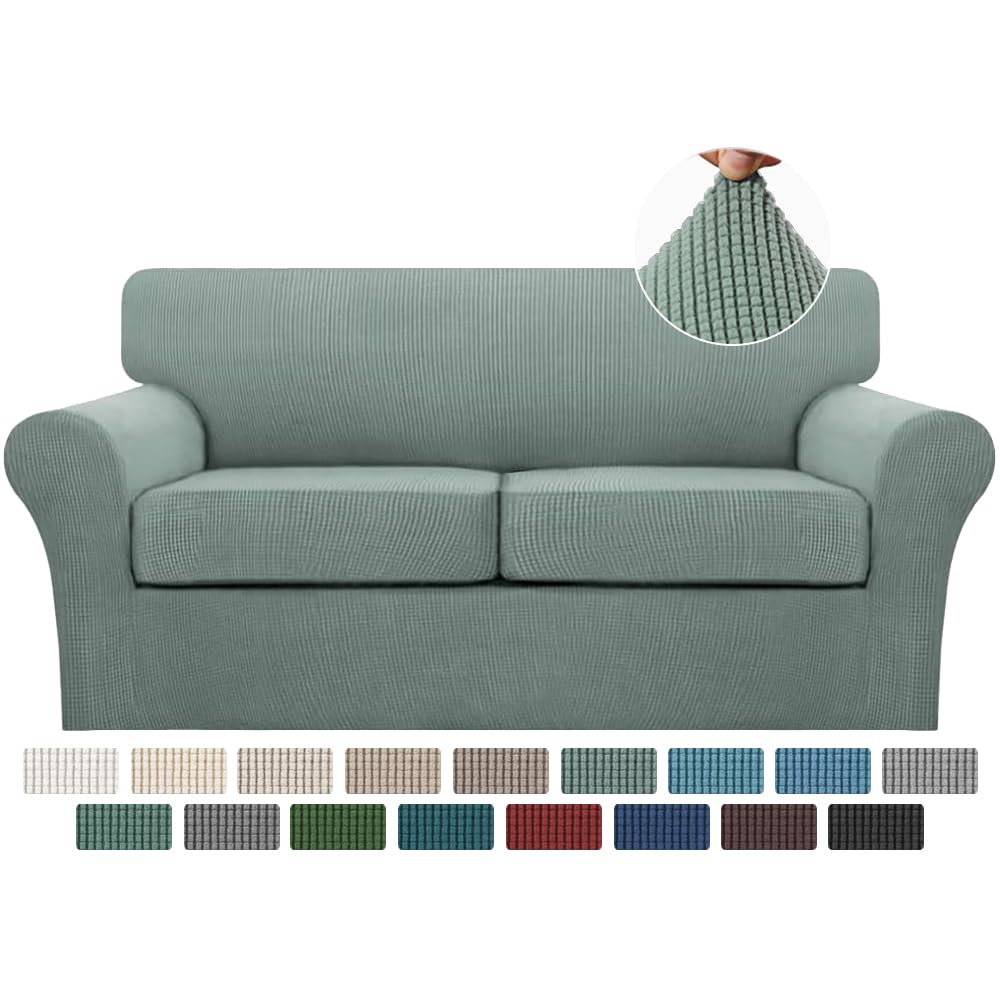 Turquoize 4 Piece Couch Cover Sofa Covers for 3 Cushion Couch Sofa Slipcovers Washable Sofa Cover for Dogs with Individual Couch Cushion Covers Feature Jacquard Fabric(3 Cushion Sofa, Biscotti Beige)