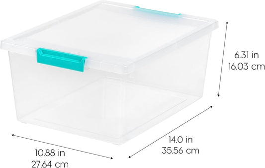 IRIS USA Storage Bins with Lids |Made in USA| 12 Qt - (4-Pack) - Clear