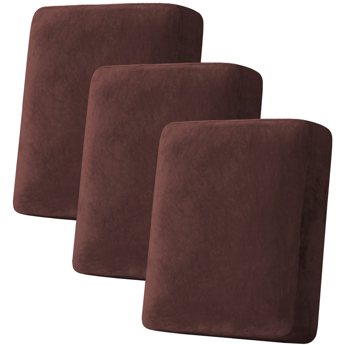 H.VERSAILTEX Velvet Stretch Couch Cushion Cover Plush Cushion Slipcover for Chair Loveseat Sofa Cushion Furniture Protector Seat Cushion Sofa Cover (3 Piece Sofa Cushion Covers, Ivory)