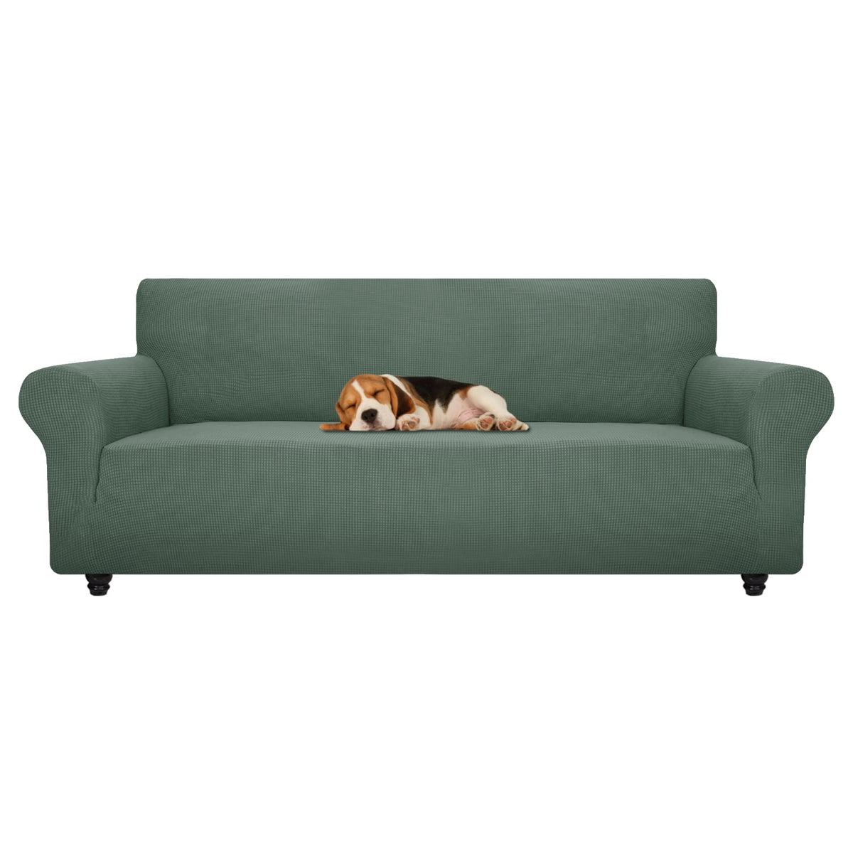 ZNSAYOTX Super Stretch Couch Cover (72"-92") Universal Sofa Covers with Elastic Bottom, Dog Cat Pets Friendly Washable Furniture Protector Fitted Sofa Slipcovers Stay in Place (Dark Grey, Sofa)