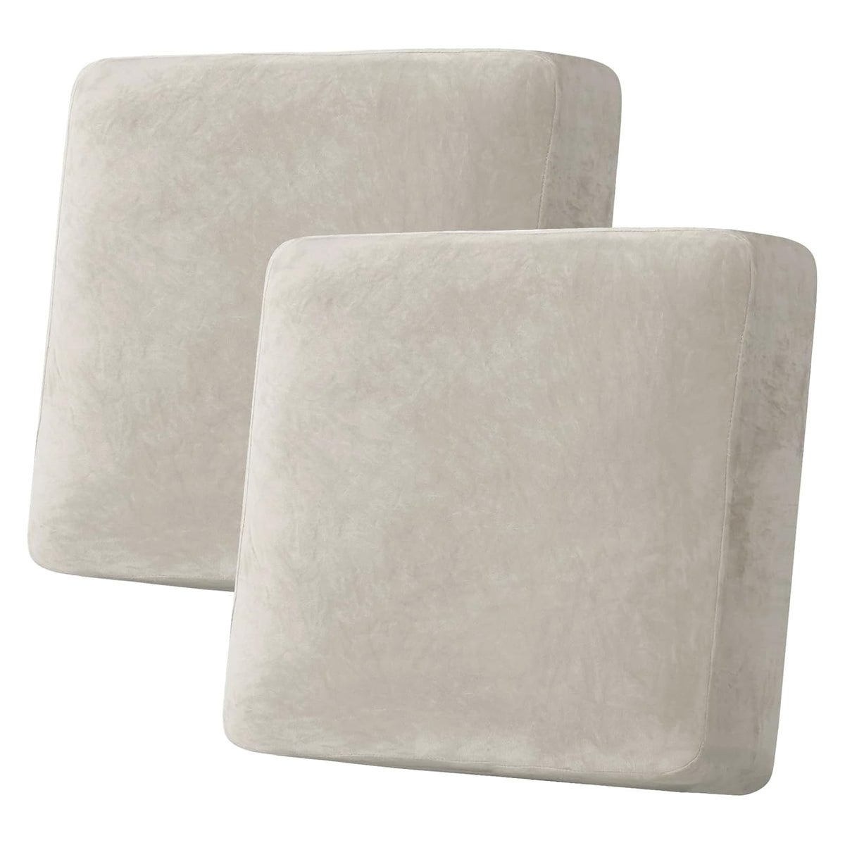 H.VERSAILTEX Velvet Stretch Couch Cushion Cover Plush Cushion Slipcover for Chair Loveseat Sofa Cushion Furniture Protector Seat Cushion Sofa Cover (3 Piece Sofa Cushion Covers, Ivory)