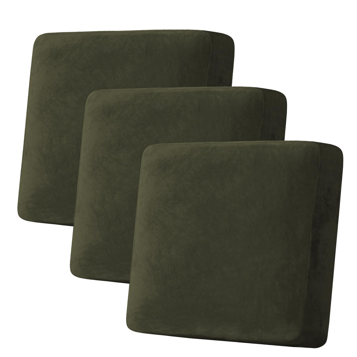 H.VERSAILTEX Velvet Stretch Couch Cushion Cover Plush Cushion Slipcover for Chair Loveseat Sofa Cushion Furniture Protector Seat Cushion Sofa Cover (3 Piece Sofa Cushion Covers, Ivory)