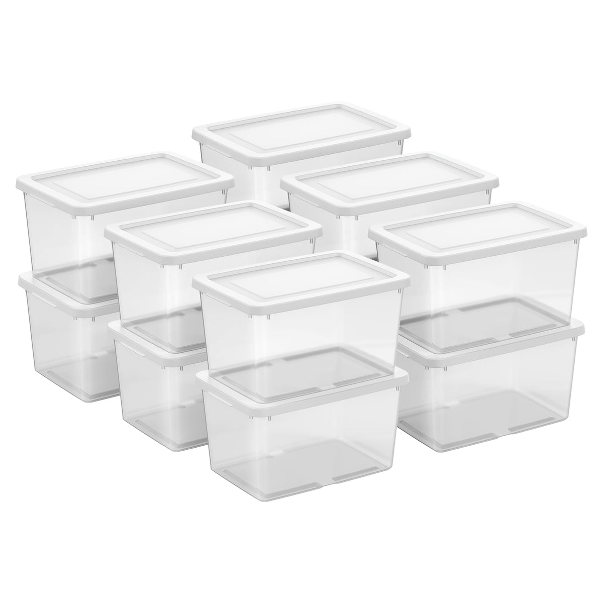 Sterilite Storage Box Stackable Tote, White, 12 Quart, 12 Pack