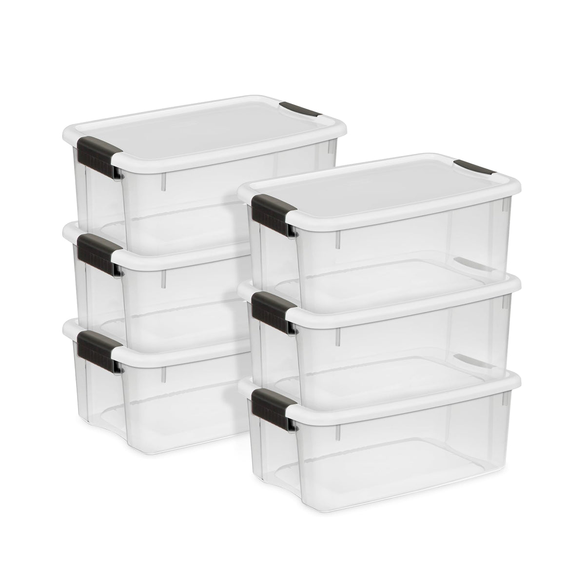 Sterilite Ultra Latch Box with Lids for Home and Office, 18 Quart, 6-Pack