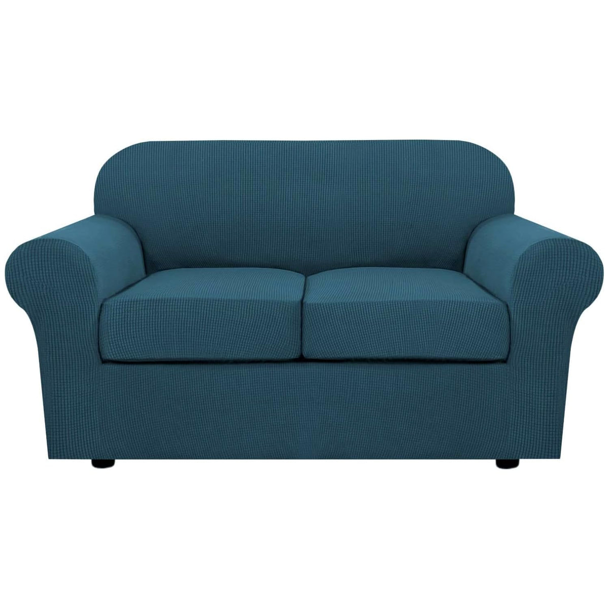 H.VERSAILTEX 4 Piece Stretch Sofa Covers for 3 Cushion Couch Covers for Living Room Furniture Slipcovers (Base Cover Plus 3 Seat Cushion Covers) Upgraded Thicker Jacquard Fabric (Sofa, Navy)