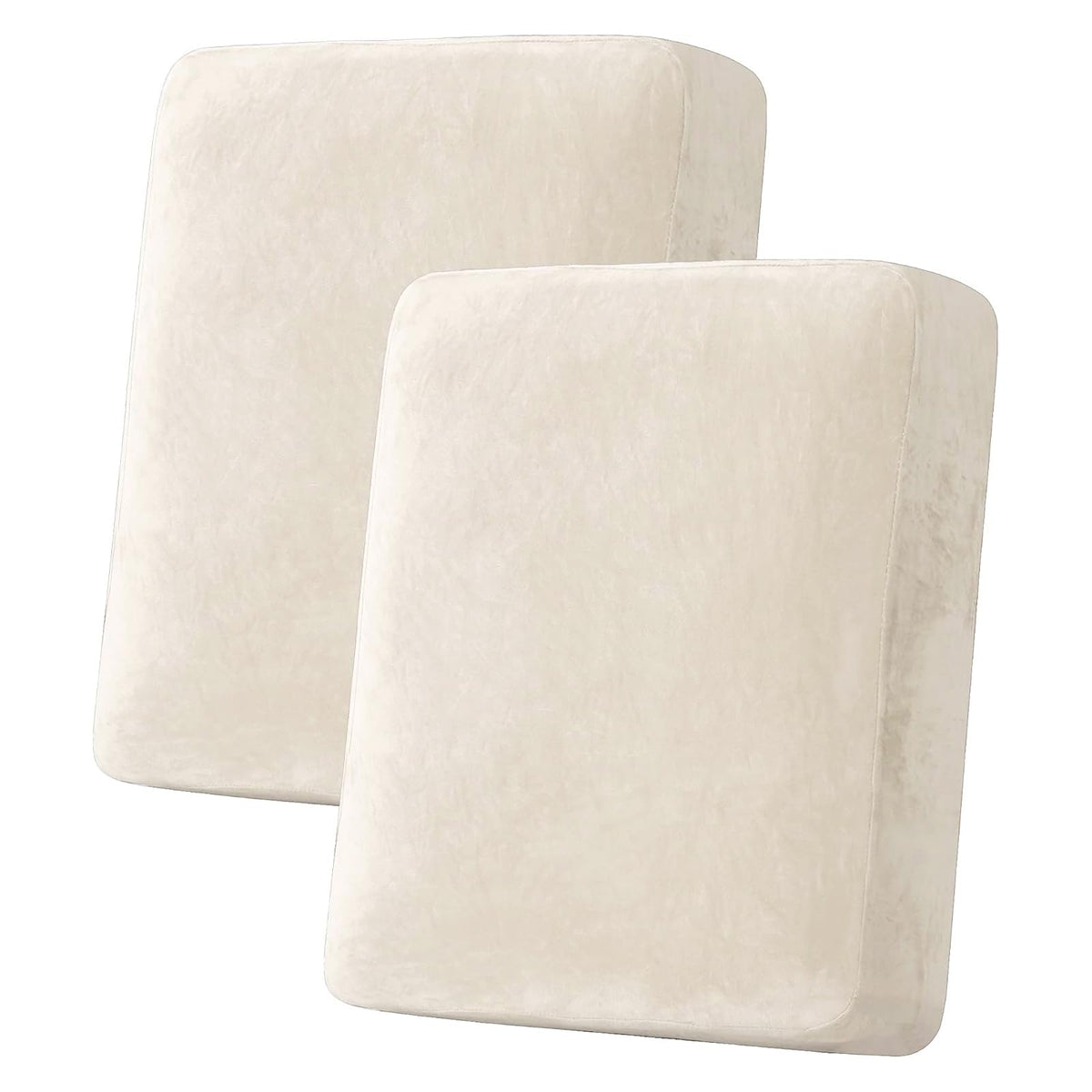 H.VERSAILTEX Velvet Stretch Couch Cushion Cover Plush Cushion Slipcover for Chair Loveseat Sofa Cushion Furniture Protector Seat Cushion Sofa Cover (3 Piece Sofa Cushion Covers, Ivory)