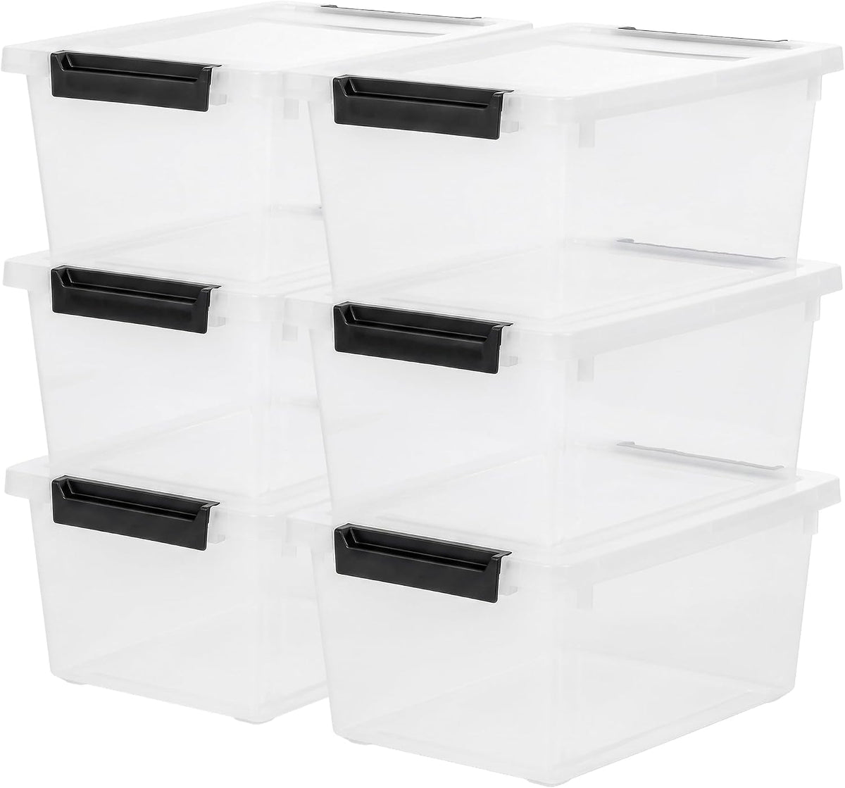 IRIS USA Storage Bins with Lids |Made in USA| 12 Qt - (4-Pack) - Clear