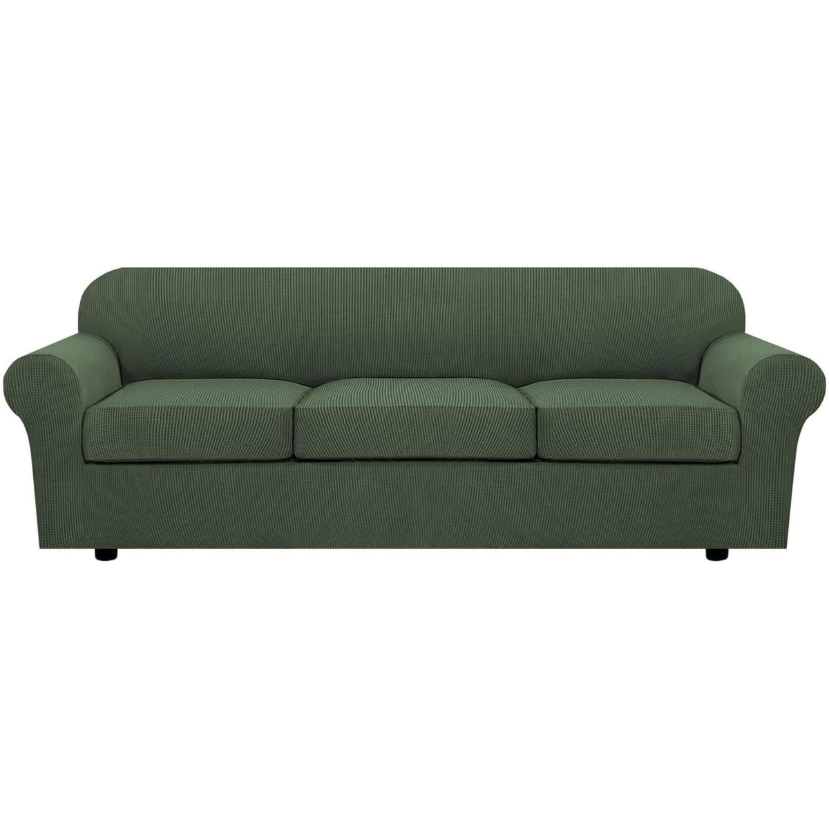H.VERSAILTEX 4 Piece Stretch Sofa Covers for 3 Cushion Couch Covers for Living Room Furniture Slipcovers (Base Cover Plus 3 Seat Cushion Covers) Upgraded Thicker Jacquard Fabric (Sofa, Navy)