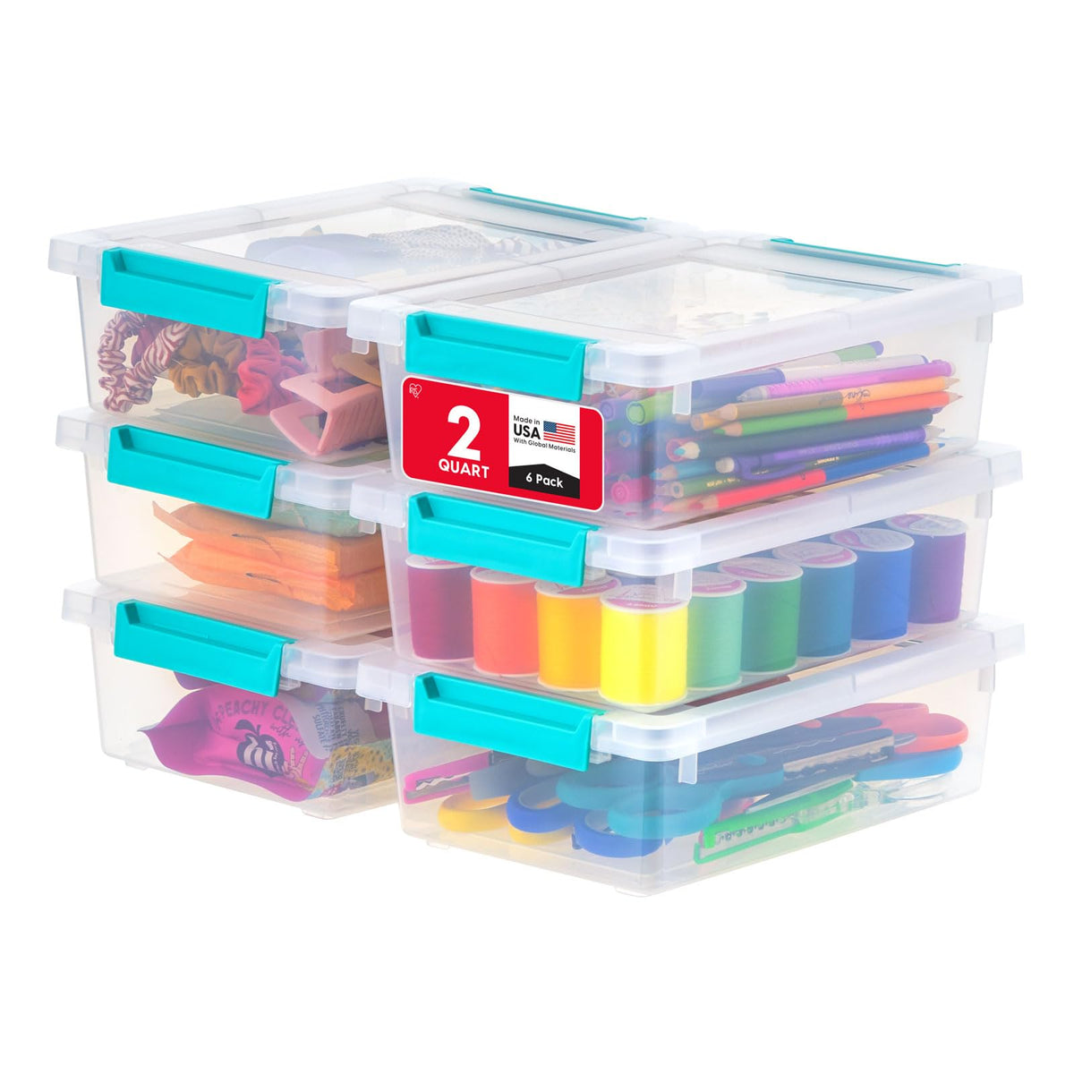 IRIS USA Storage Bins with Lids |Made in USA| 12 Qt - (4-Pack) - Clear