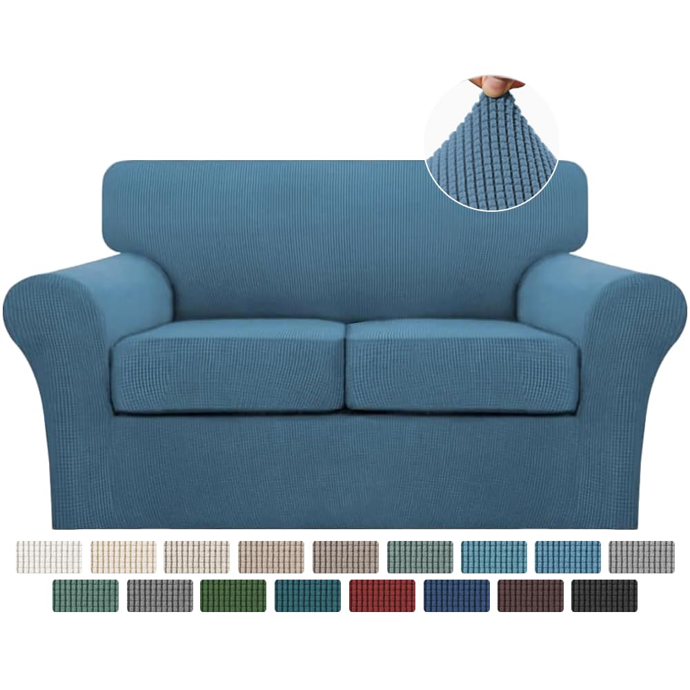 Turquoize 4 Piece Couch Cover Sofa Covers for 3 Cushion Couch Sofa Slipcovers Washable Sofa Cover for Dogs with Individual Couch Cushion Covers Feature Jacquard Fabric(3 Cushion Sofa, Biscotti Beige)