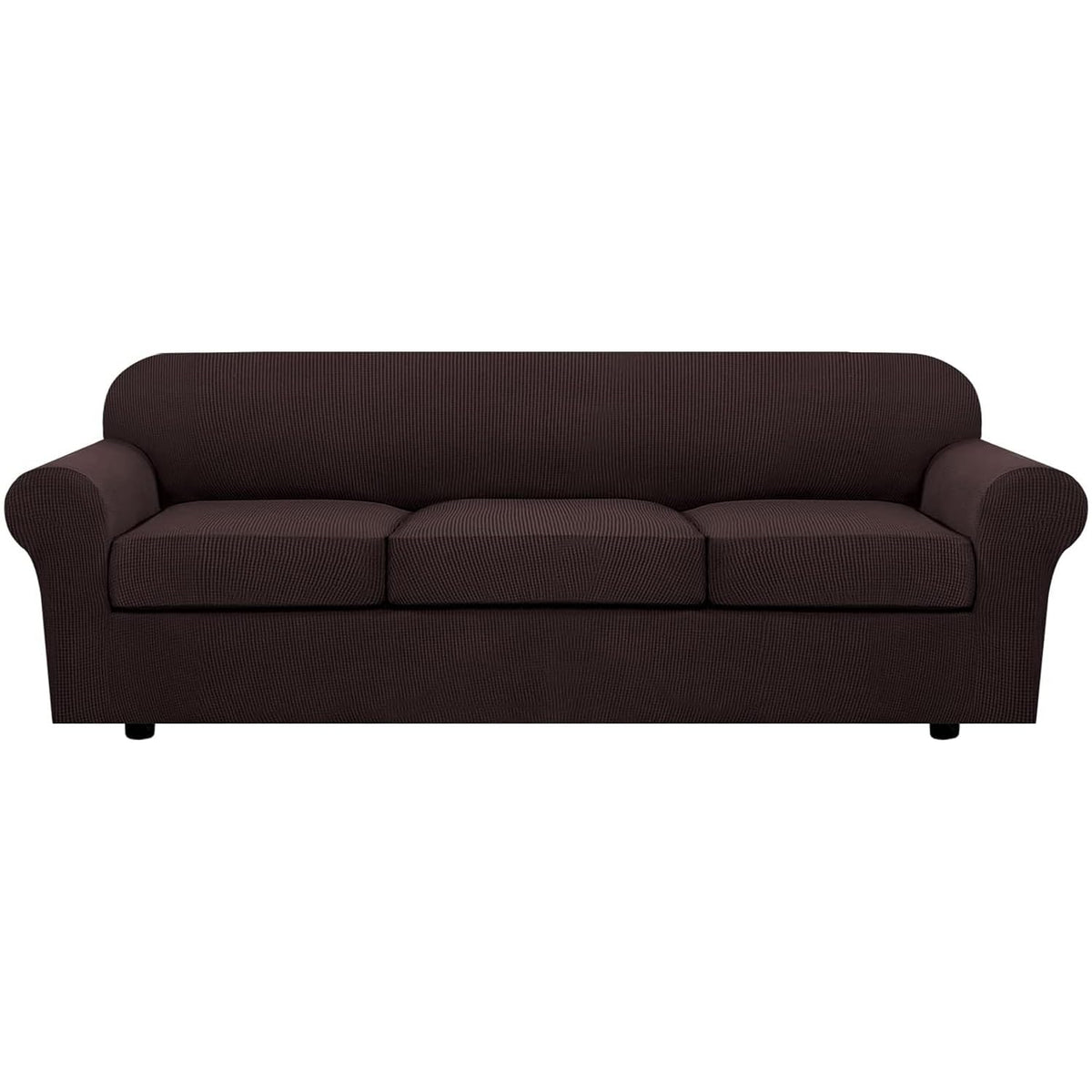 H.VERSAILTEX 4 Piece Stretch Sofa Covers for 3 Cushion Couch Covers for Living Room Furniture Slipcovers (Base Cover Plus 3 Seat Cushion Covers) Upgraded Thicker Jacquard Fabric (Sofa, Navy)