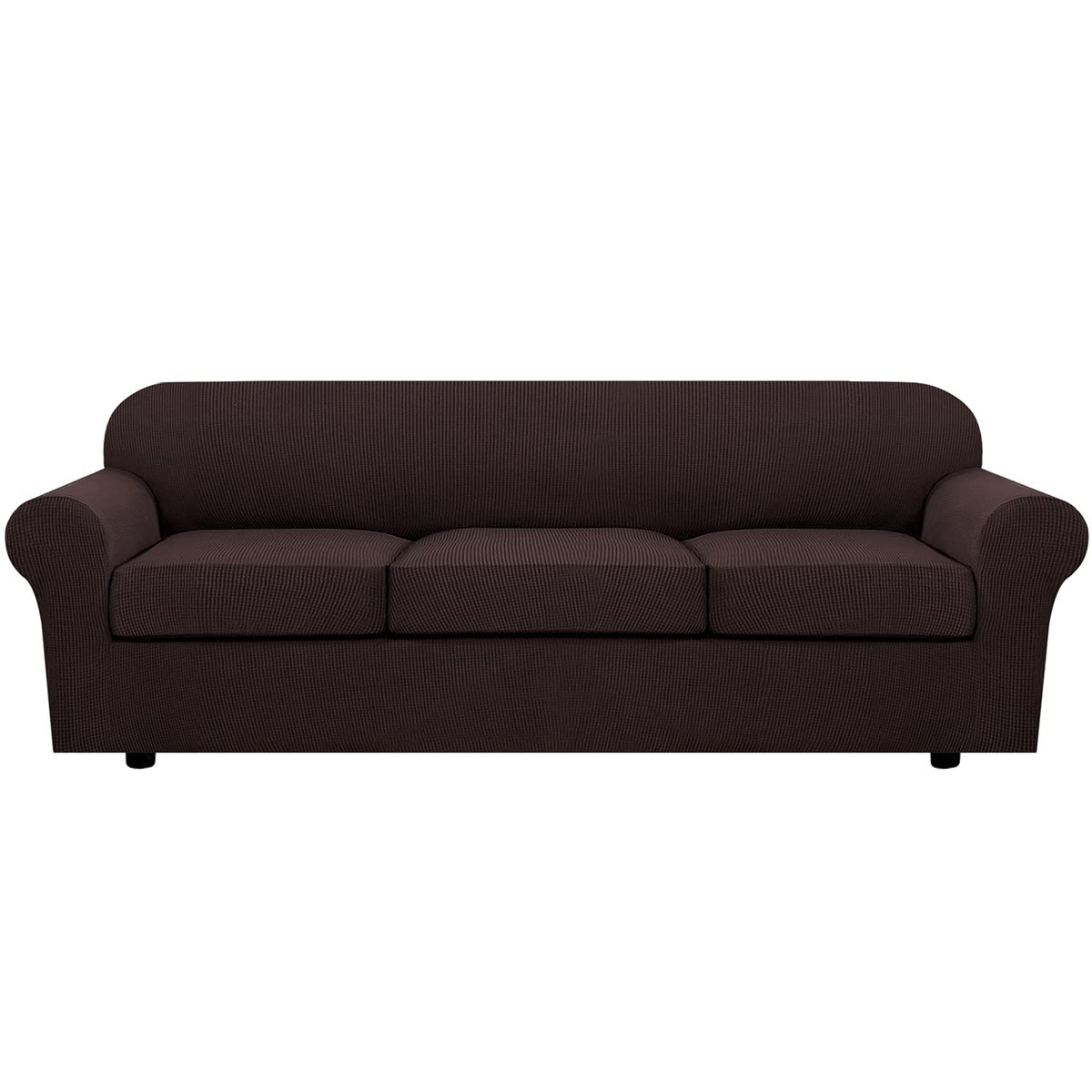 H.VERSAILTEX 4 Piece Stretch Sofa Covers for 3 Cushion Couch Covers for Living Room Furniture Slipcovers (Base Cover Plus 3 Seat Cushion Covers) Upgraded Thicker Jacquard Fabric (Sofa, Navy)