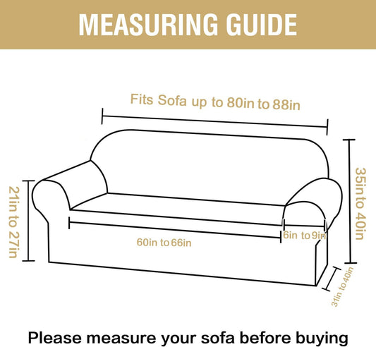 H.VERSAILTEX Jacquard Sofa Slipcover with Waterproof Seat Furniture Protector 1 Piece Stretch Sofa Covers with Elastic Bottom for Kids, Pets, Dog(Sofa L, Ivory)