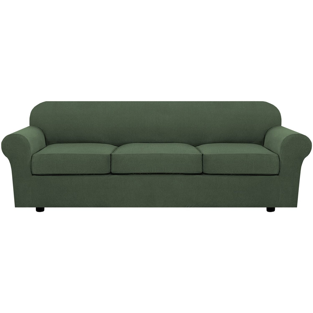 H.VERSAILTEX 4 Piece Stretch Sofa Covers for 3 Cushion Couch Covers for Living Room Furniture Slipcovers (Base Cover Plus 3 Seat Cushion Covers) Upgraded Thicker Jacquard Fabric (Sofa, Navy)