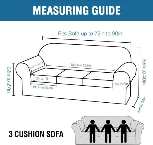 H.VERSAILTEX 4 Pieces Thick Velvet Sofa Covers Couch Covers for 3 Cushion Couch Sofa High Stretch Slipcovers Furniture Protector Form Fit Luxury Couch Cover for Dogs Width Up to 90 Inch(Sofa,Grey)