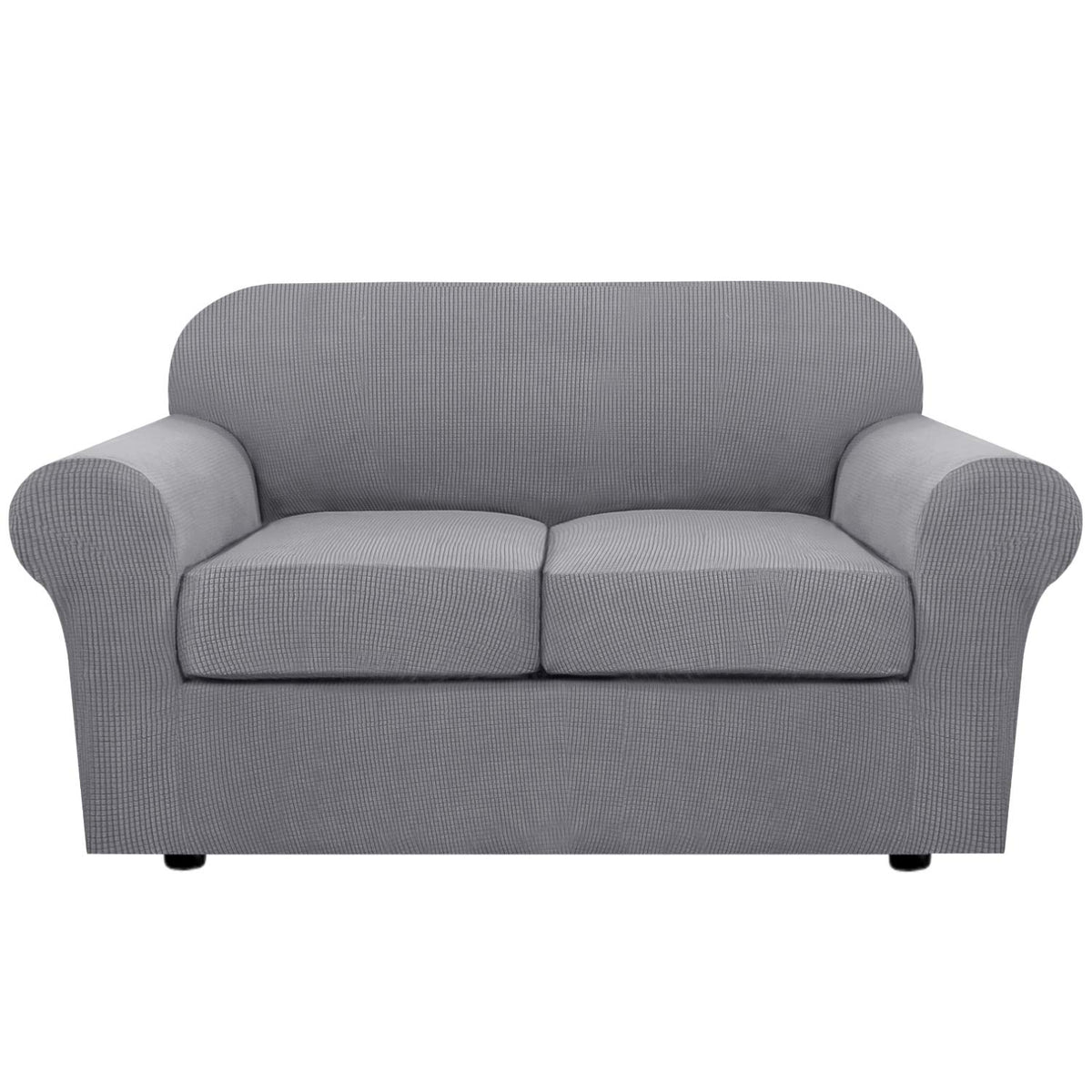 H.VERSAILTEX 4 Piece Stretch Sofa Covers for 3 Cushion Couch Covers for Living Room Furniture Slipcovers (Base Cover Plus 3 Seat Cushion Covers) Upgraded Thicker Jacquard Fabric (Sofa, Navy)