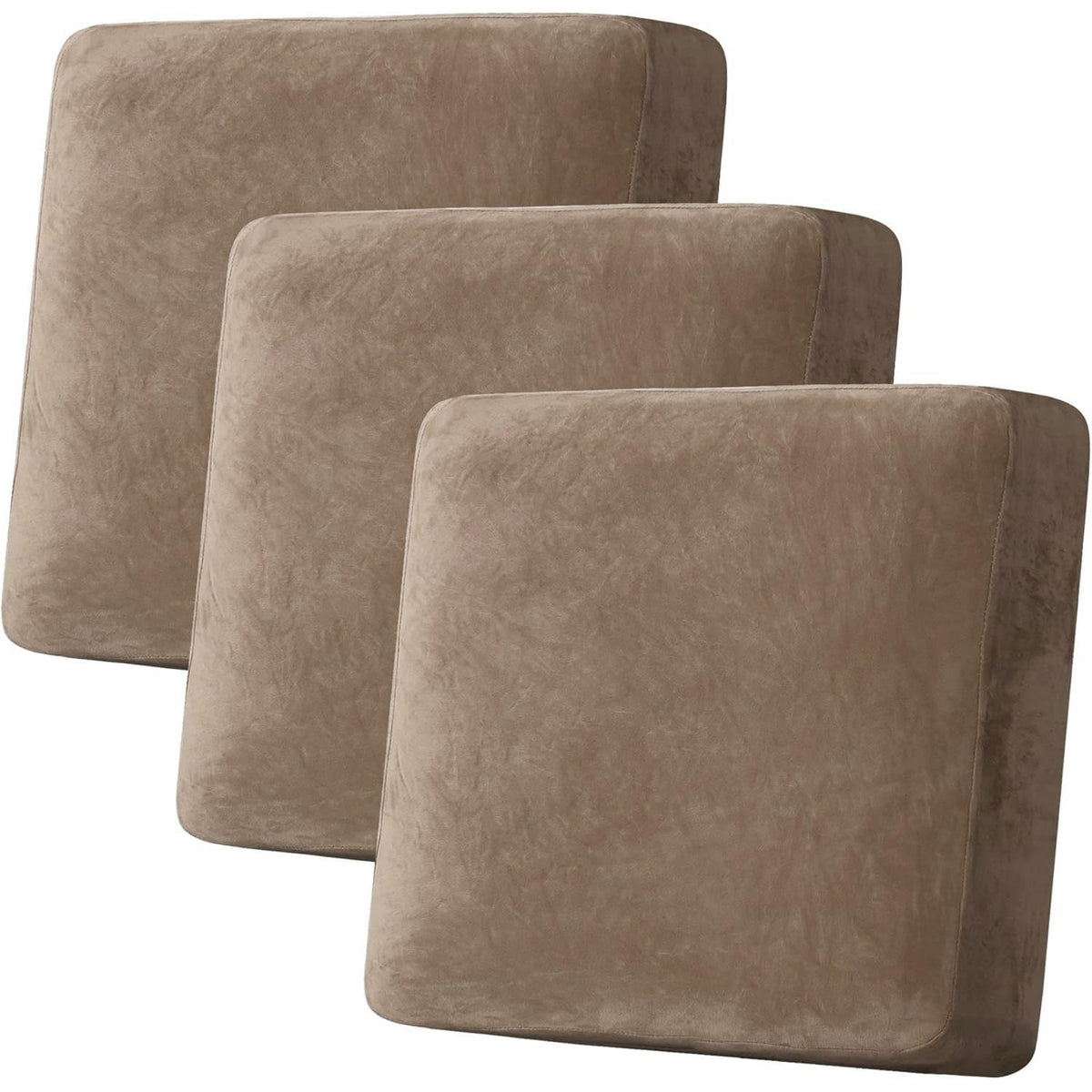H.VERSAILTEX Velvet Stretch Couch Cushion Cover Plush Cushion Slipcover for Chair Loveseat Sofa Cushion Furniture Protector Seat Cushion Sofa Cover (3 Piece Sofa Cushion Covers, Ivory)