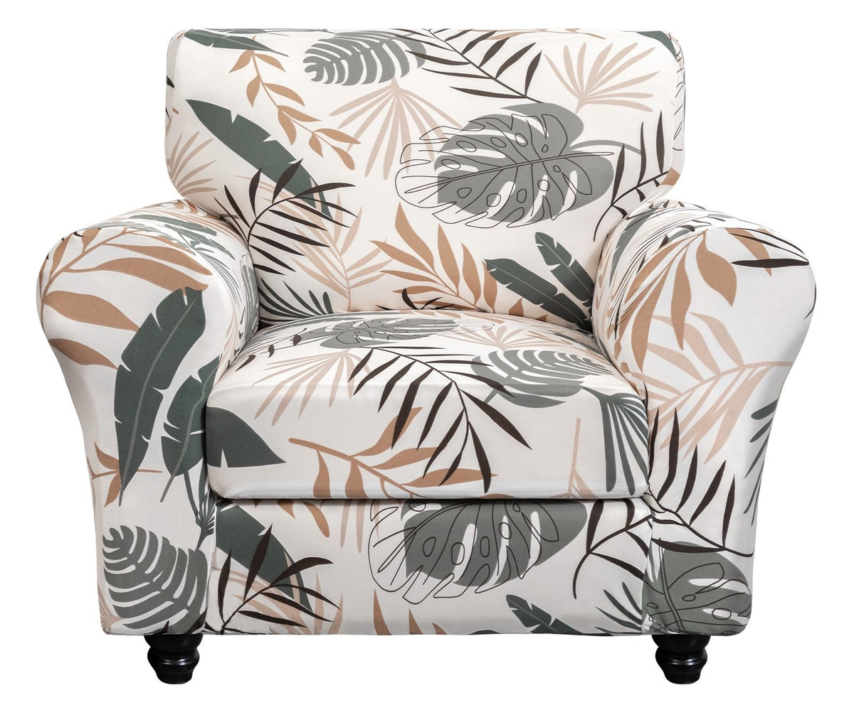 SearchI Stretch Sofa Cover Printed Couch Cover, Floral Pattern 4 Pieces Sofa Slipcover with 3 Separate Cushion Cover, Washable Furniture Protector for Living Room(Sofa, Yellow+Flower)